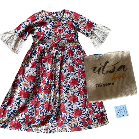 Utsa Kids Floral Dress Kids Sz 7-8 - Picture 1 of 11